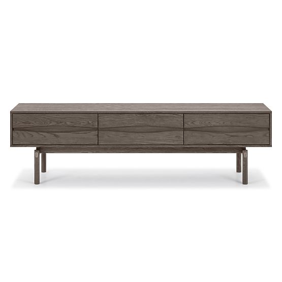 TV omarica Quadri z predali, masiven hrastov les, furnir, espresso rjava