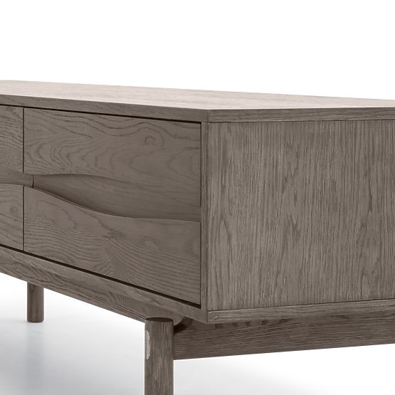 TV omarica Quadri z predali, masiven hrastov les, furnir, espresso rjava