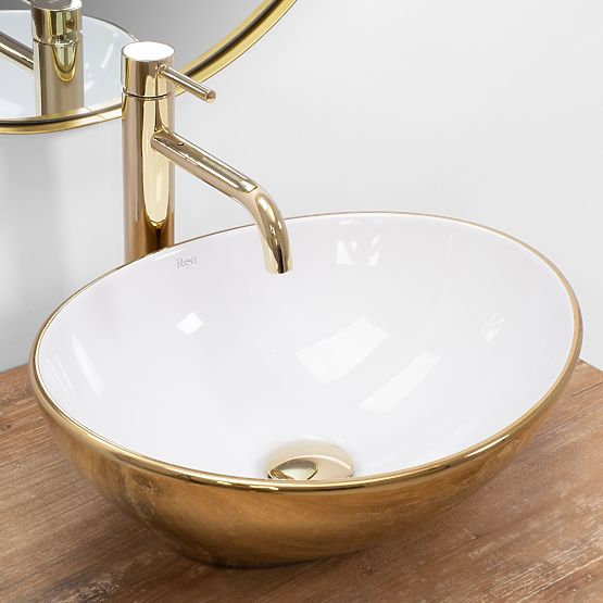 Umivalnik na pultu Rea Sofia Gold / White
