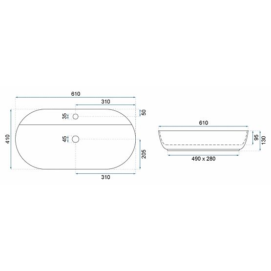 Umivalnik REA Aura 61 Beige Shiny