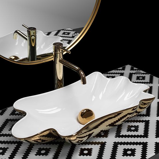 Umivalnik REA Sea Infinity Gold/Bela + Zamašek