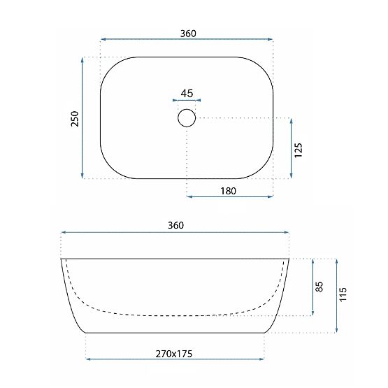 UMIVALNIK ZA PULT BELINDA MINI TRAVERTINE MAT