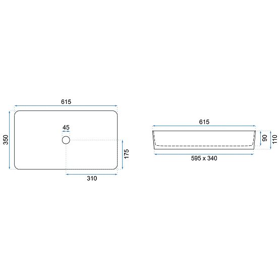 Umivalnik za pult Denis Black Stone Matt