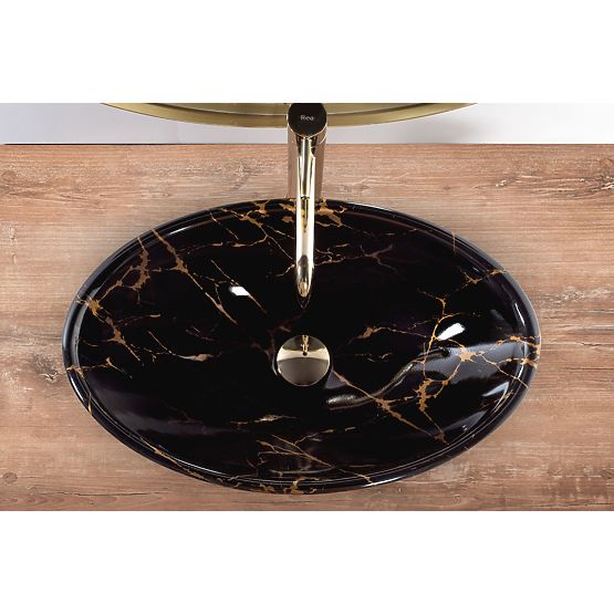 Umivalnik za pult REA Pamela Black Marble Shiny