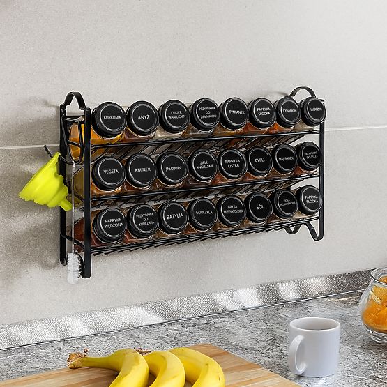 Večstopenjsko stojalo za začimbe ENELDO 24 kozarčkov + 72 nalepk