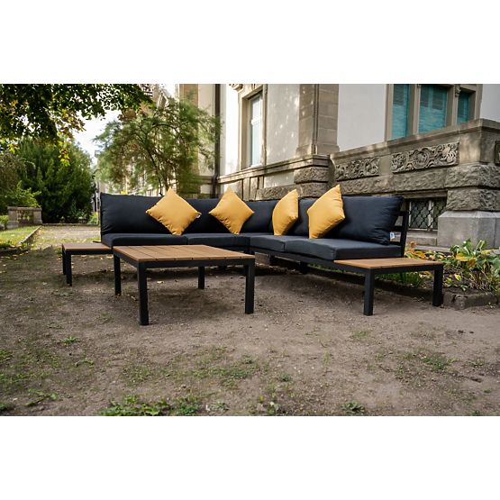 Velik aluminijast kotni set s črno mizo MASSIMO