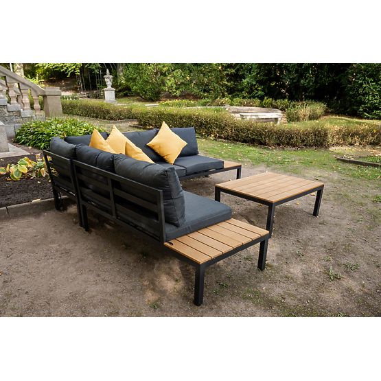 Velik aluminijast kotni set s črno mizo MASSIMO