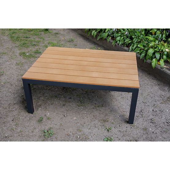 Velik aluminijast kotni set s črno mizo MASSIMO