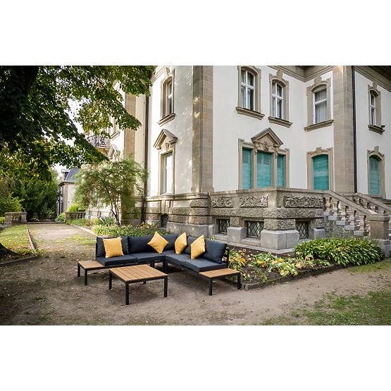 Velik aluminijast kotni set s črno mizo MASSIMO