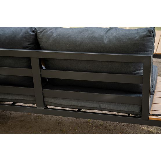 Velik aluminijast kotni set s črno mizo MASSIMO