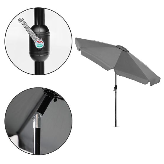 Velik vrtni senčnik 3m poševen s ročico siv