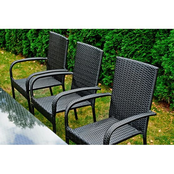 Velika jedilna garnitura iz tehnoratana (miza 200x100cm + 8 stolov) SOTTILE črna