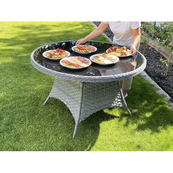 Velika okrogla miza iz tehnoratana MODERNO svetlo siva