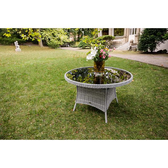 Velika okrogla miza iz tehnoratana MODERNO svetlo siva