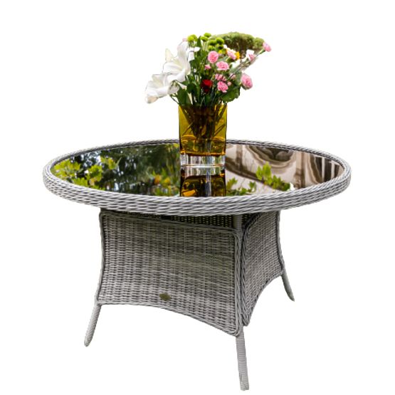 Velika okrogla miza iz tehnoratana MODERNO svetlo siva