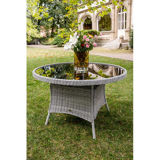 Velika okrogla miza iz tehnoratana MODERNO svetlo siva