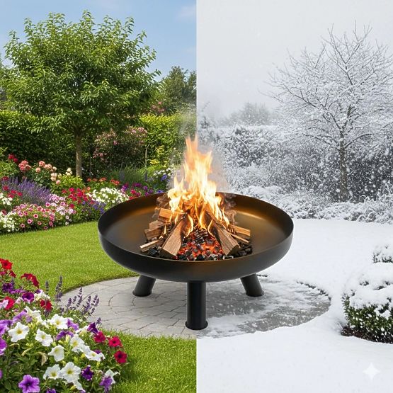 Veliko trdno litoželezno vrtno kurišče 60 cm idealno za taborni ogenj