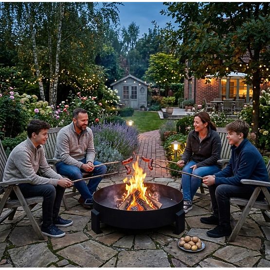 Veliko trdno vrtno litoželezno kurišče 60 cm z ročaji, idealno za taborni ogenj