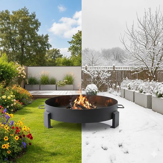 Veliko trdno vrtno litoželezno kurišče 60 cm z ročaji, idealno za taborni ogenj