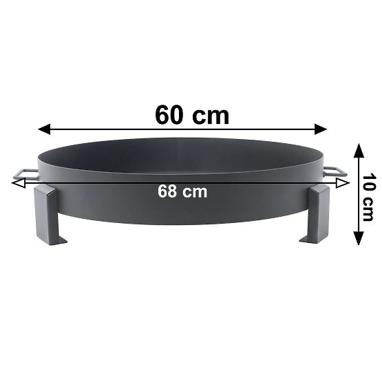Veliko trdno vrtno litoželezno kurišče 60 cm z ročaji, idealno za taborni ogenj