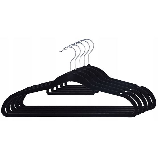 Velur obešalnik Maxi set 5 kosov - črn