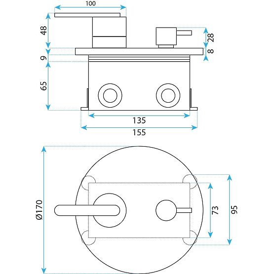 Vgradni tuš komplet Rea Ontario Zlati Krtačeni + BOX
