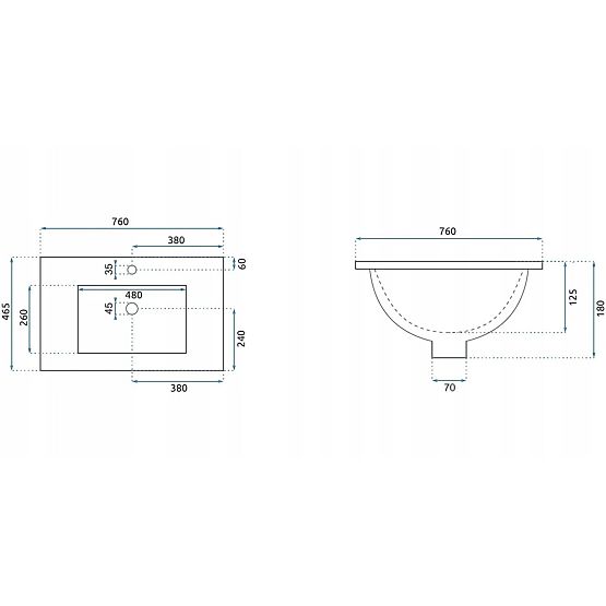 Vgradni umivalnik Rea Dafne 75