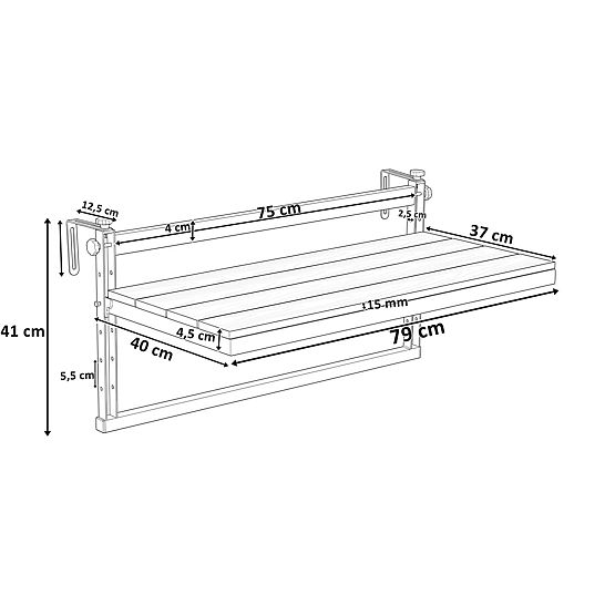 Viseča balkonska miza AGATTI BIS STONEWOOD
