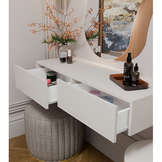 Viseča Kozmetična Toaletna Mizica MIKA 110 cm 2 Predala za Spalnico KAŠMIR Bež