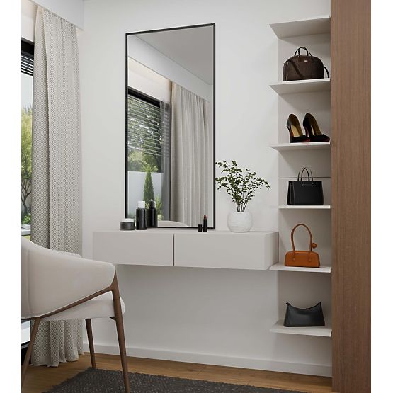 Viseča Kozmetična Toaletna Mizica MIKA 110 cm 2 Predala za Spalnico KAŠMIR Bež