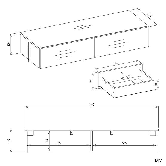 Viseča Kozmetična Toaletna Mizica MIKA 110 cm 2 Predala za Spalnico KAŠMIR Bež