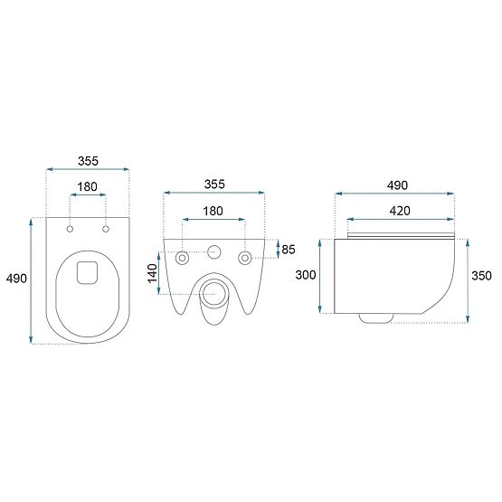 Viseča WC školjka Rea Carlo Mini Tornado NF ČRNA MAT