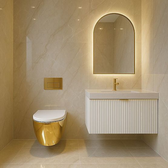 Viseča WC školjka Rea Carlo Mini Tornado NF Zlata Bela