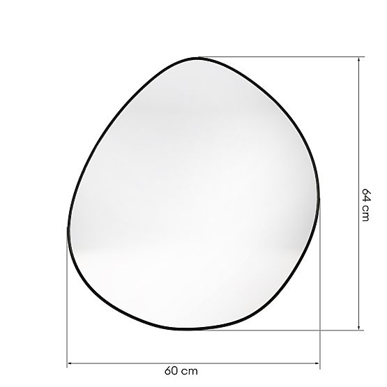 Viseče ogledalo v črnem okvirju Alonzo, 64x60 cm, nepravilna oblika