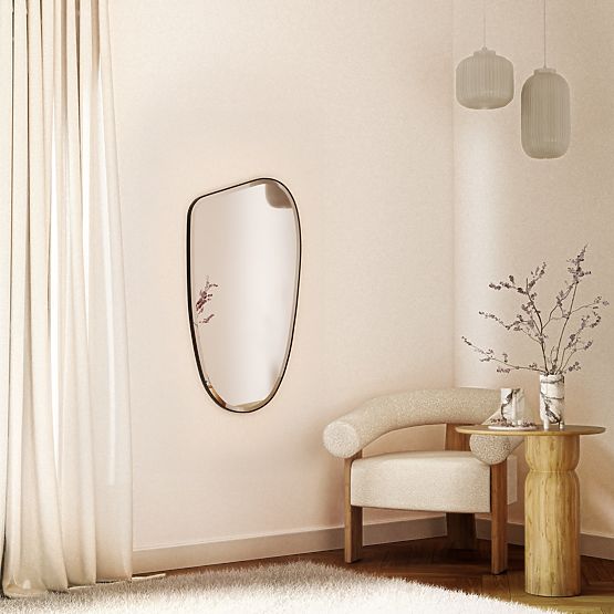 Viseče ogledalo v črnem okvirju Frivatti, 60x100 cm, nepravilna oblika