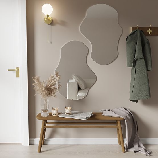 Viseče ogledalo v črnem okvirju Zoe, 80x55 cm, nepravilna oblika