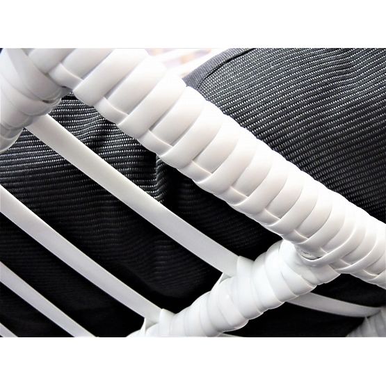 Viseči stol BELLISSIMO (stol + okvir) iz belega tehnoratana z modro blazino, prevleka GRA