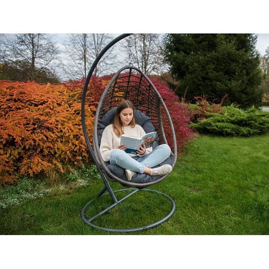 Viseči stol BELLISSIMO (Stol + okvir) iz sivega tehnoratana, prevleka BREZPLAČNO