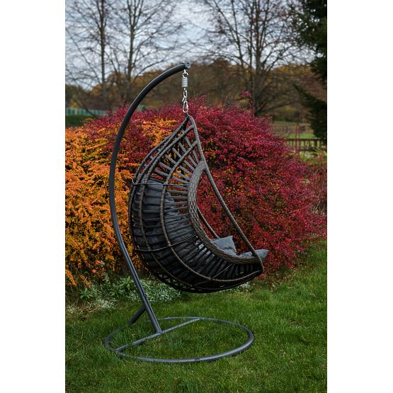 Viseči stol BELLISSIMO (Stol + okvir) iz sivega tehnoratana, prevleka BREZPLAČNO