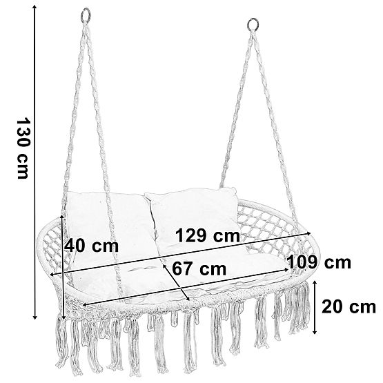 Viseči stol Bocianí gnezdo LAGOS črna s blazinami