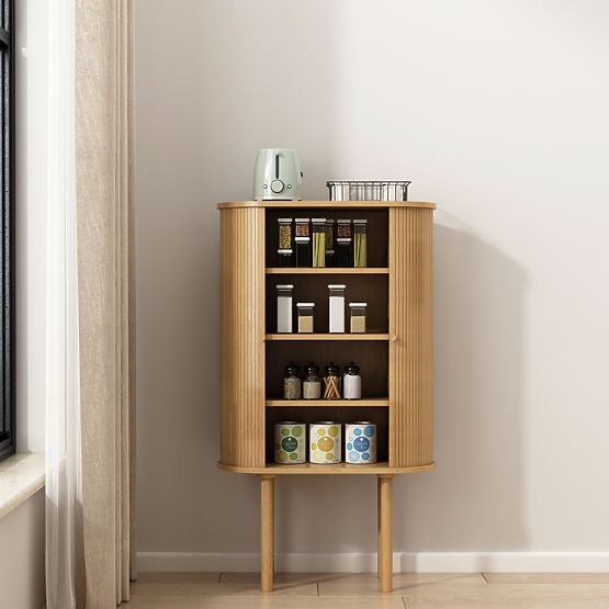 Visoka komoda Clemente z letvicami, naravna