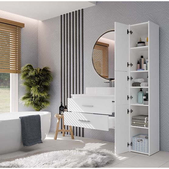 VISOKA KOPALNIŠKA OMARICA NEL 80 BELA Z 2 PREDALOMA POD UMIVALNIKOM