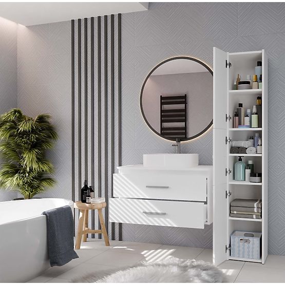 VISOKA KOPALNIŠKA OMARICA NEL 80 BELA Z 2 PREDALOMA POD UMIVALNIKOM