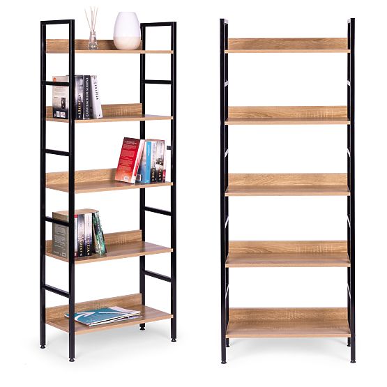 Visoka loft polica s 5 policami kov MDF ModernHome