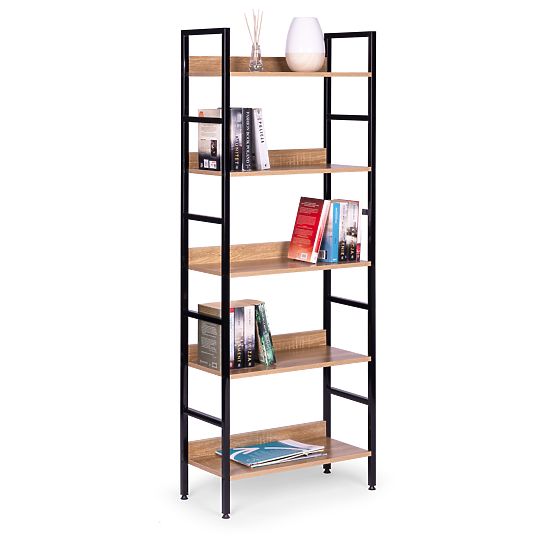 Visoka loft polica s 5 policami kov MDF ModernHome