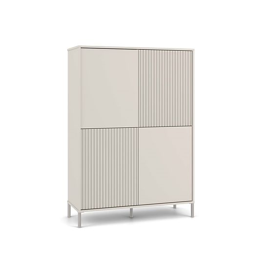 Vitrina KAMARO 4DK SLIM/GLADKI KAŠMIR 4 Vrata Lamele Rebraste + Klasična Sprednja