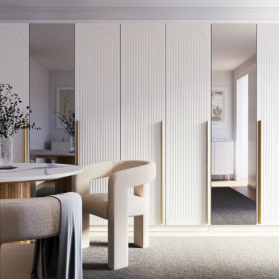 Vrata za omaro Neroli, 45,6 cm, obločne utore, bela, leva