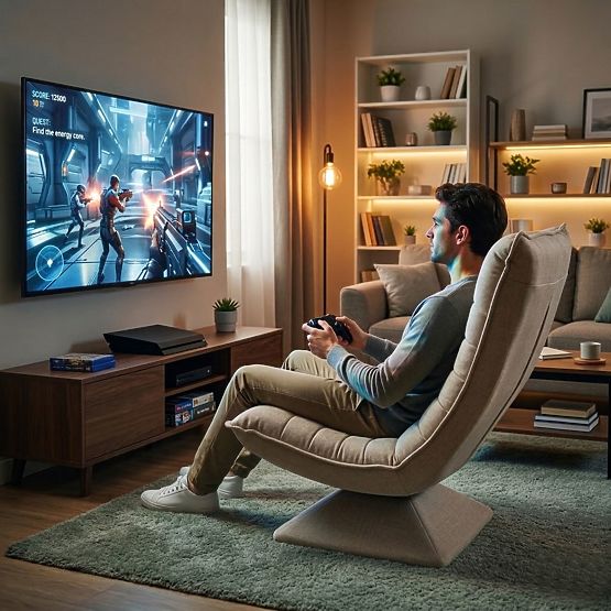 Vrtljiv sprostitveni stol z nastavljivim ležiščem za dnevno sobo bež ModernHome