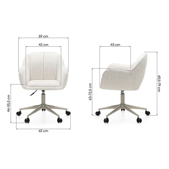 Vrtljiv stol Almeria, kremna/bež noge