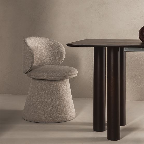 Vrtljiv stol Chamil bež-siva, zaobljen